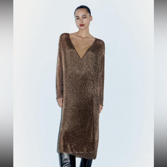 Zara Brown Midi Dress - Picture 3 of 7